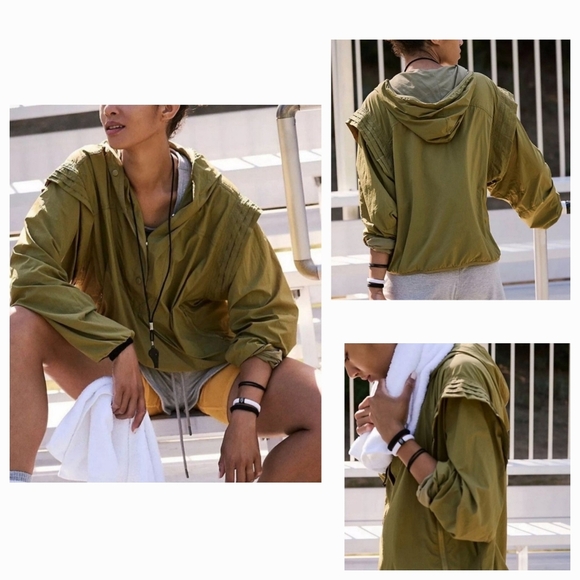 FP Movement by Free People Jackets & Blazers - Free People Movement Trek On Long Sleeve Hooded Olive Green Popover Size Small